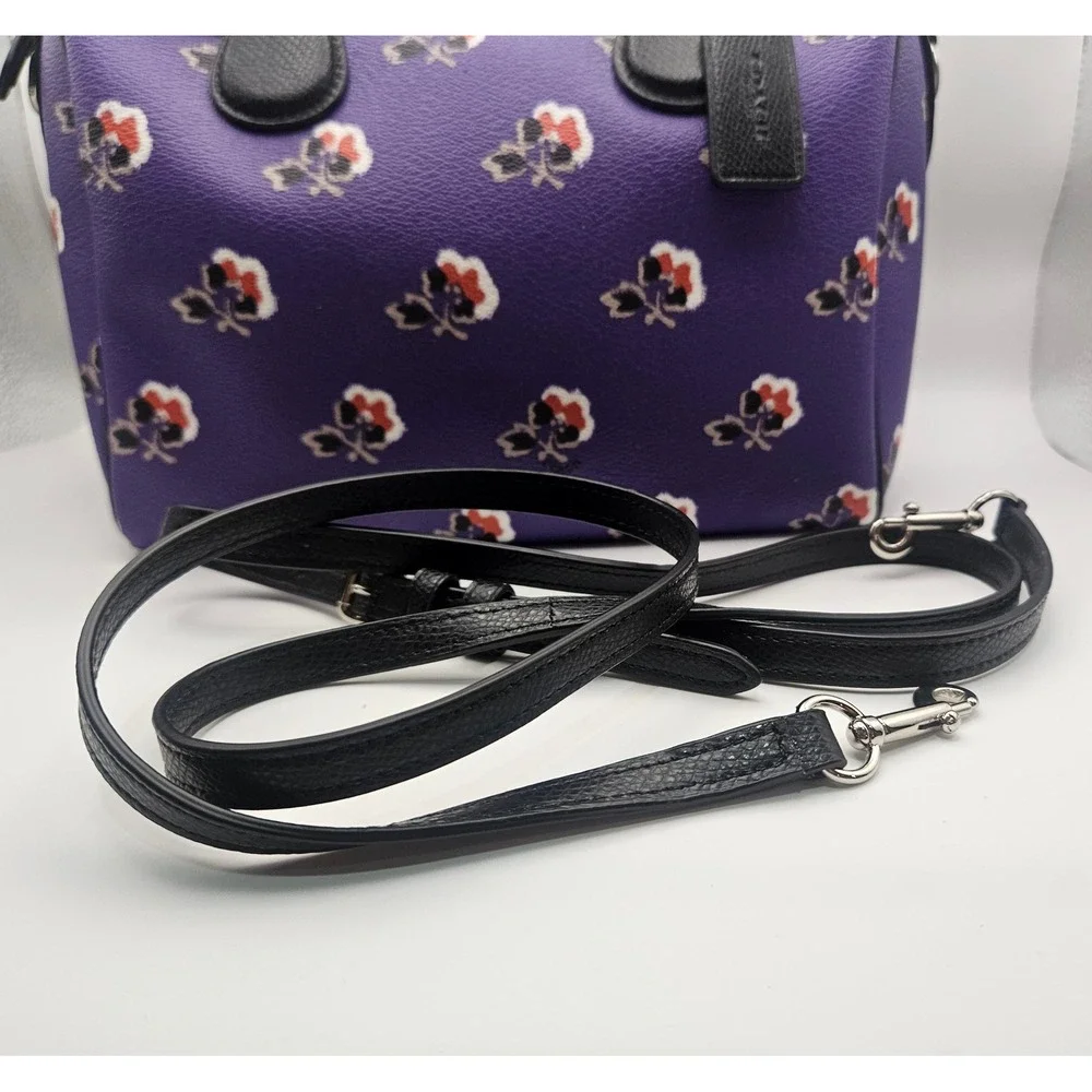 NWT Coach Mini Bennett Satchel Bramble Rose Print with Removable Strap One Flaw!